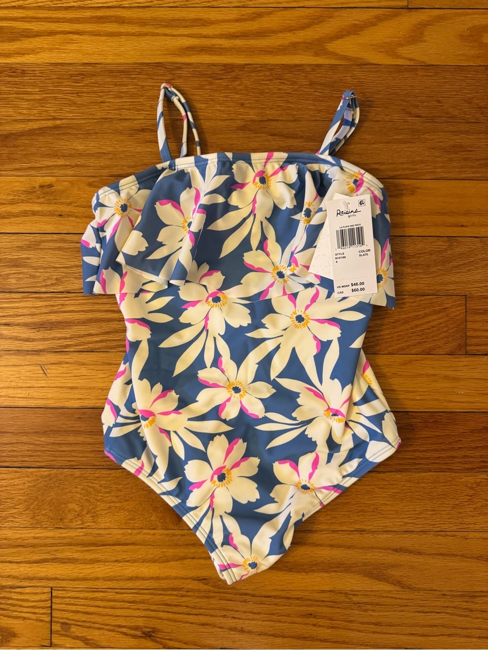 Raisins Ruffle Floral One-Piece Swimsuit for Kids - Blue
